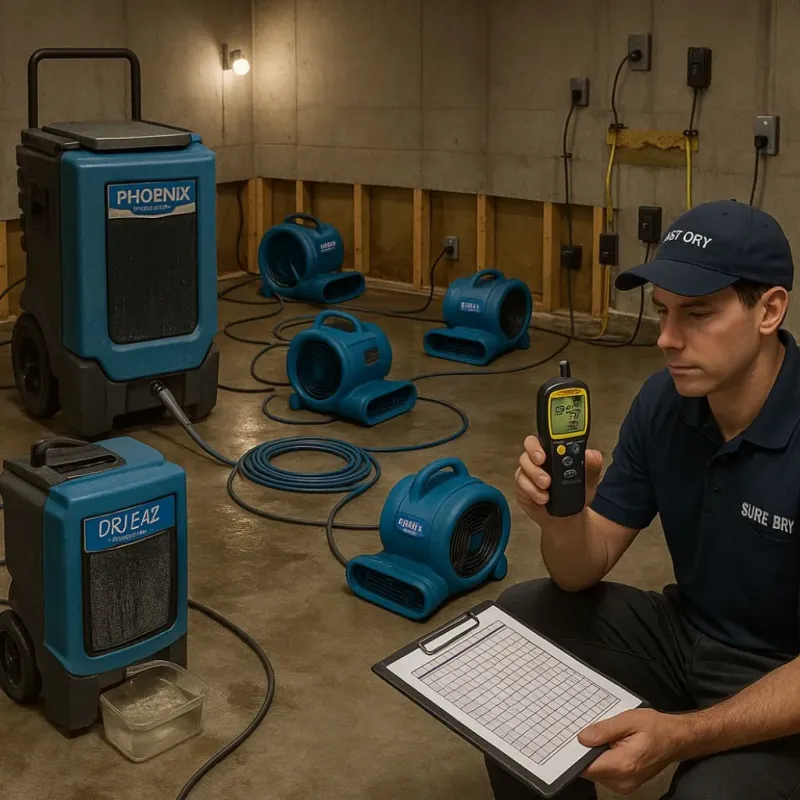 Structural Drying and Dehumidification process in Cameron County, TX
